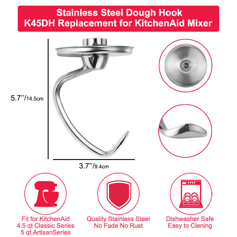 Kitchenaid Mixer Hand Mixer - Gancho para masa de acero inoxidable